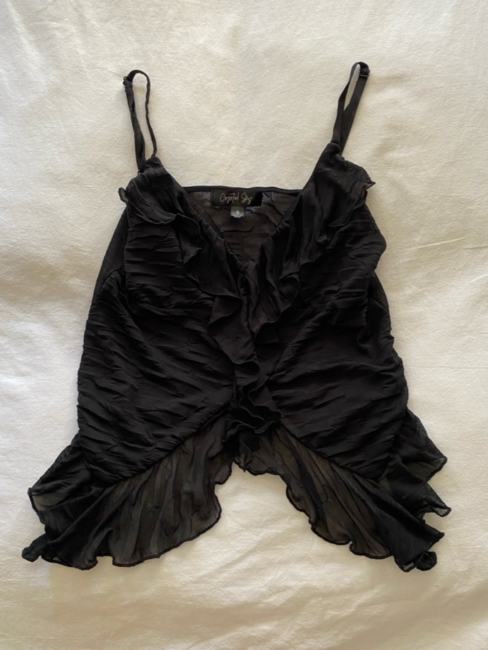 Chiffon Ruffle Black Camisole - Picture 2 of 3